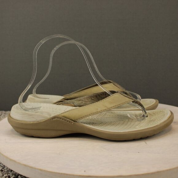 CROCS Shoes - Crocs Thong Sandals Womens 8 Tan Beige Comfort